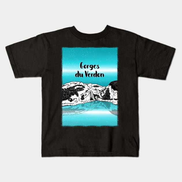 Verdon Gorge Kids T-Shirt by mailboxdisco